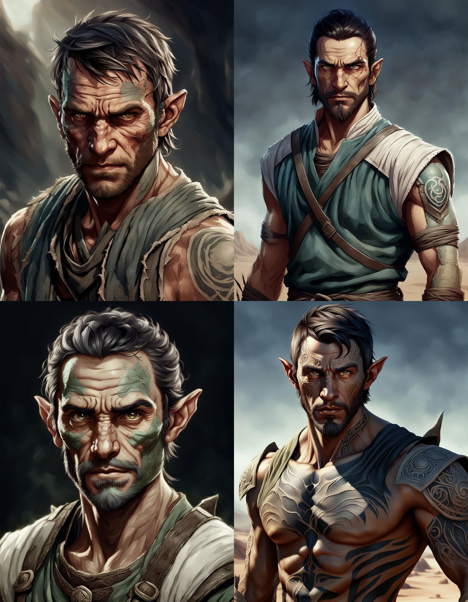 Detailed Portrait of a Half-Elf Man