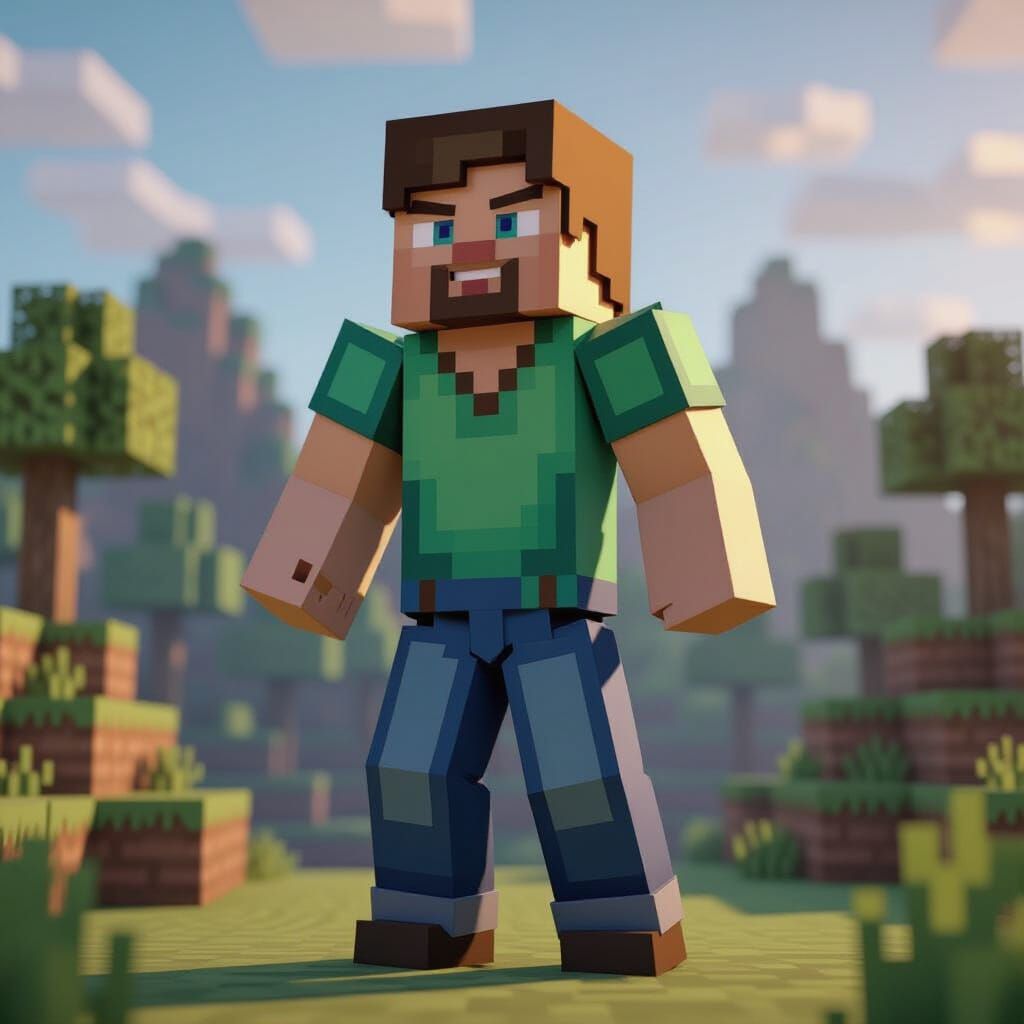 Minecraft's Alex in Blocky Heroic Pose
