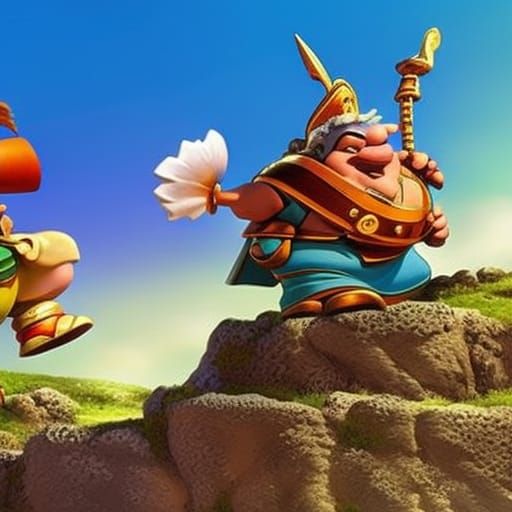 Hyperrealistic Asterix and Obelix Splash Art