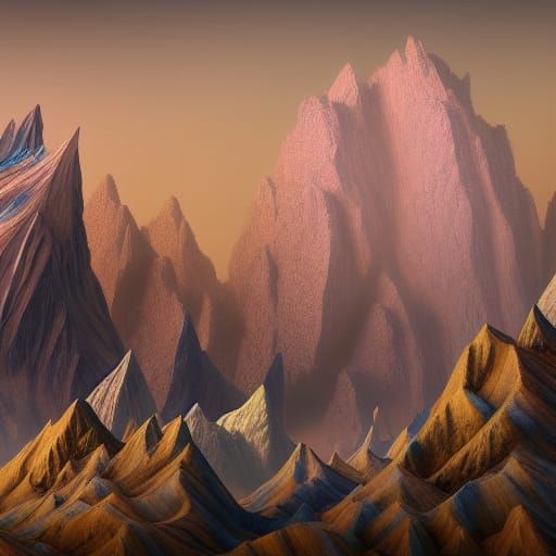 Tie Dye Mountains: Detailed Fantasy Concept Art