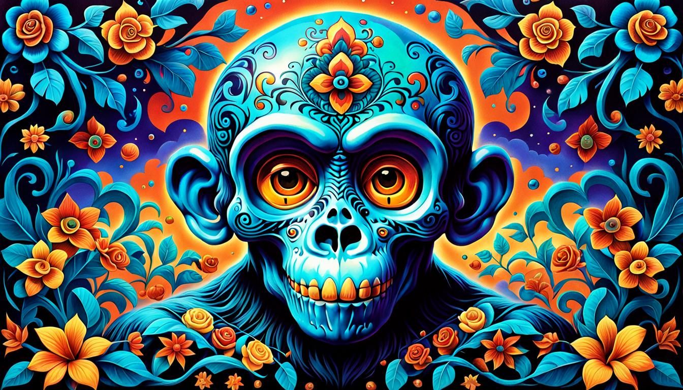 Dia de los Muertos Sugar Skull Monkey Dreamscape