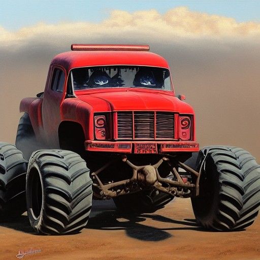Monster Truck in Oil Painting Style