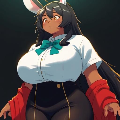Cinematic Ebony Woman with Bunny Ears