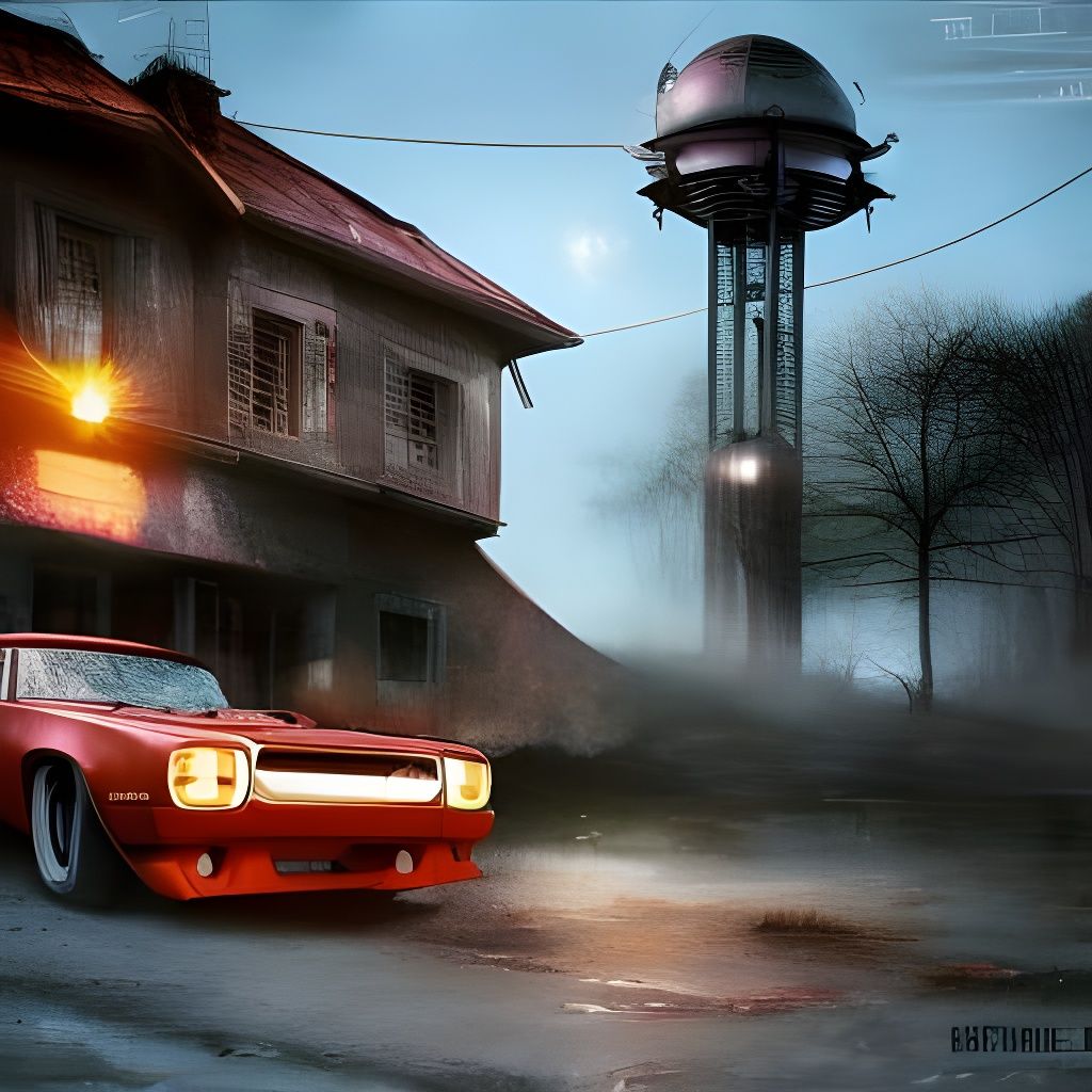 Eerie Muscle Car: Sci-Fi Artwork