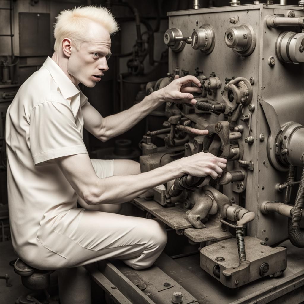 Albino Trapped in Brutal Machine
