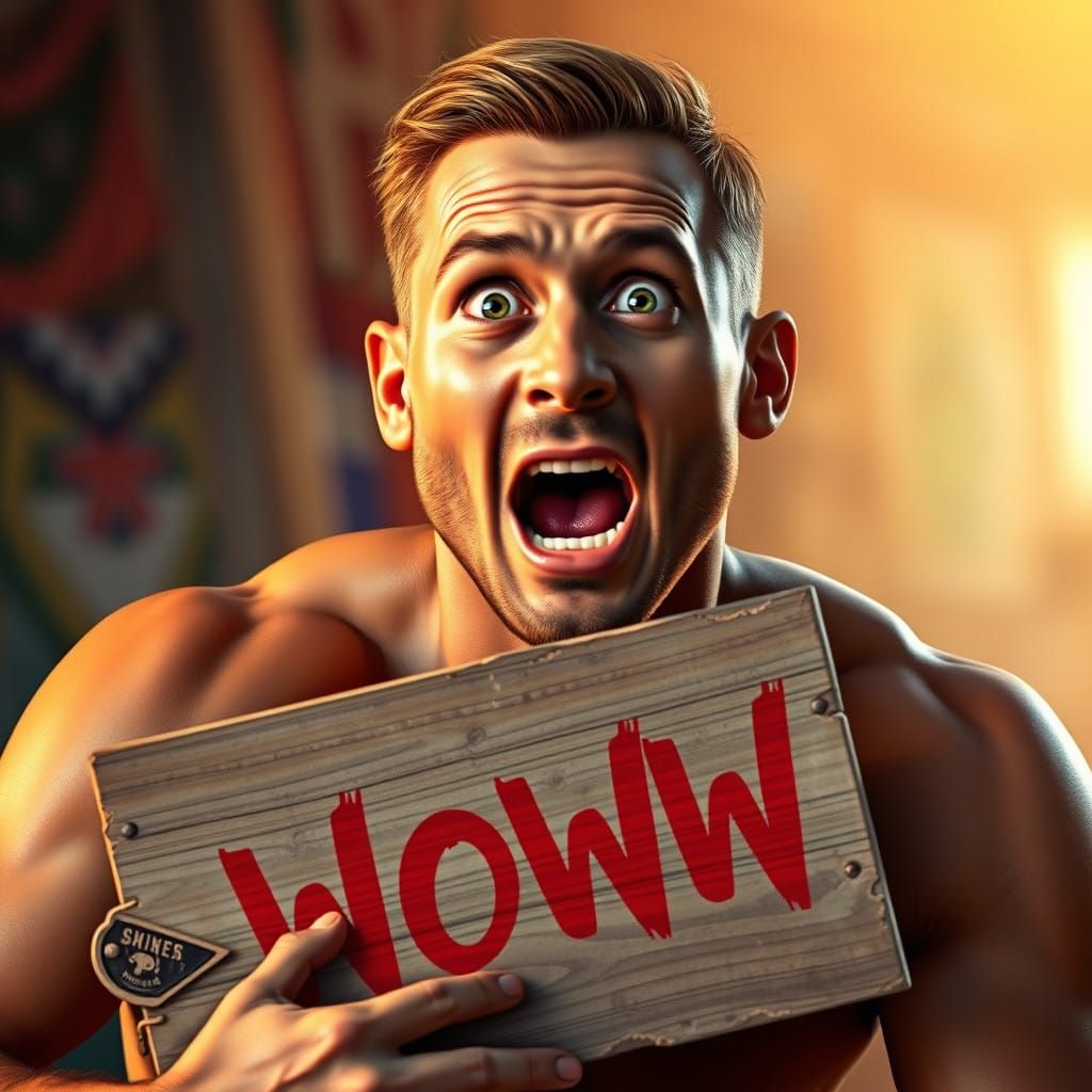 Athlete Frozen in Astonishment