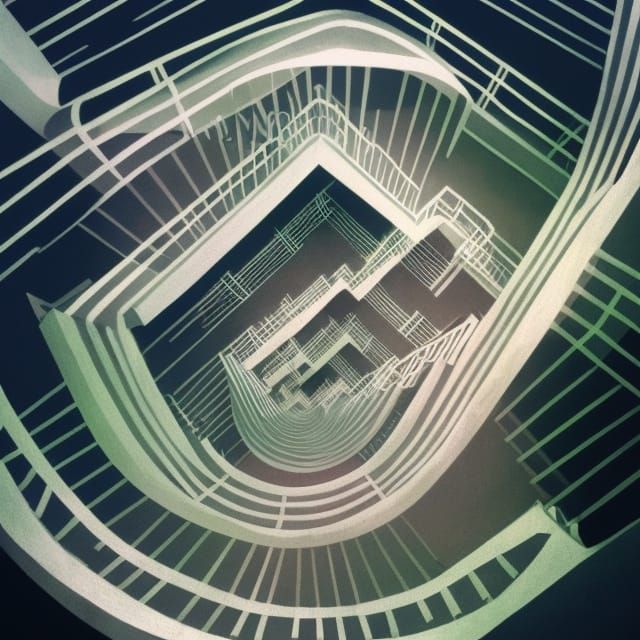 Surreal Staircase Labyrinth in Maximalist Style