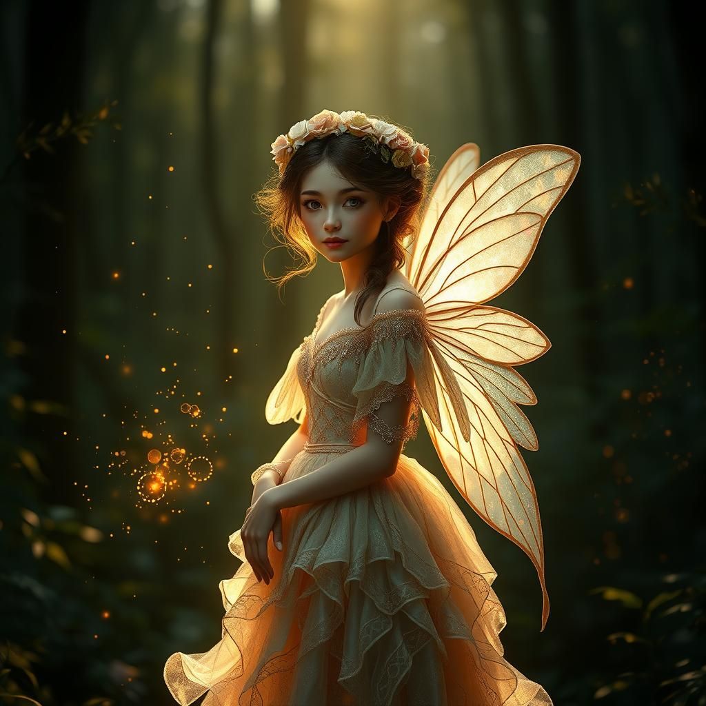 Ethereal Spring Fairy in Lush Forest, Photorealistic Style
