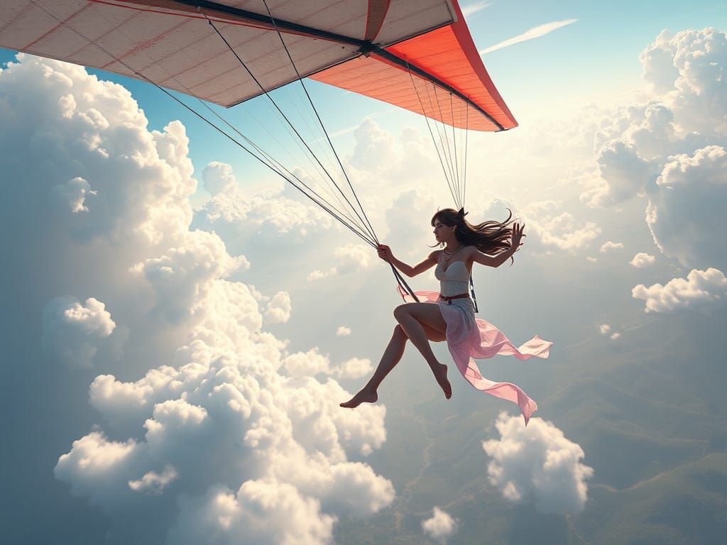 Ethereal Anime Woman Soars in Breathtaking 3D Concept Art