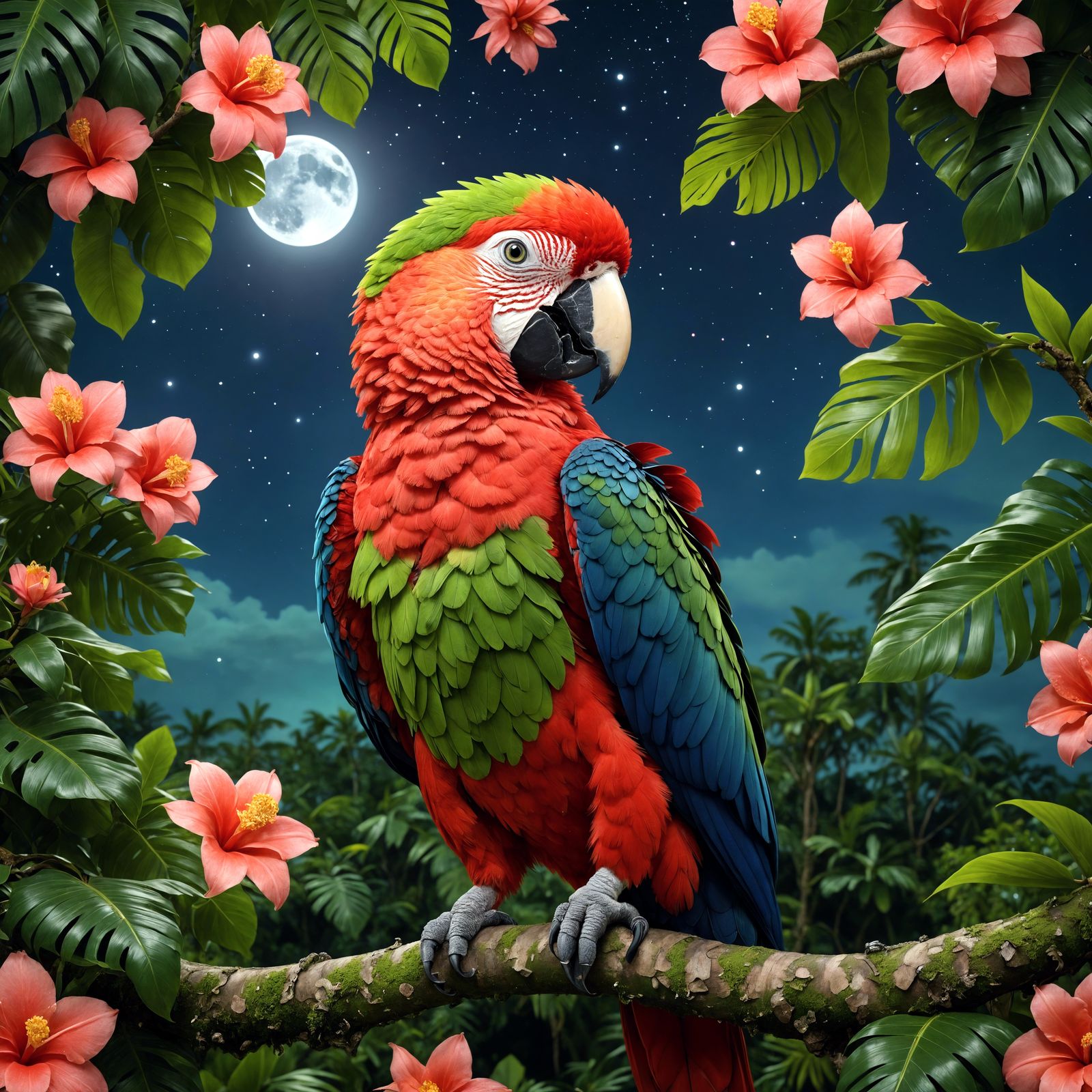 Cute Baby Macaw in Magical Rainforest