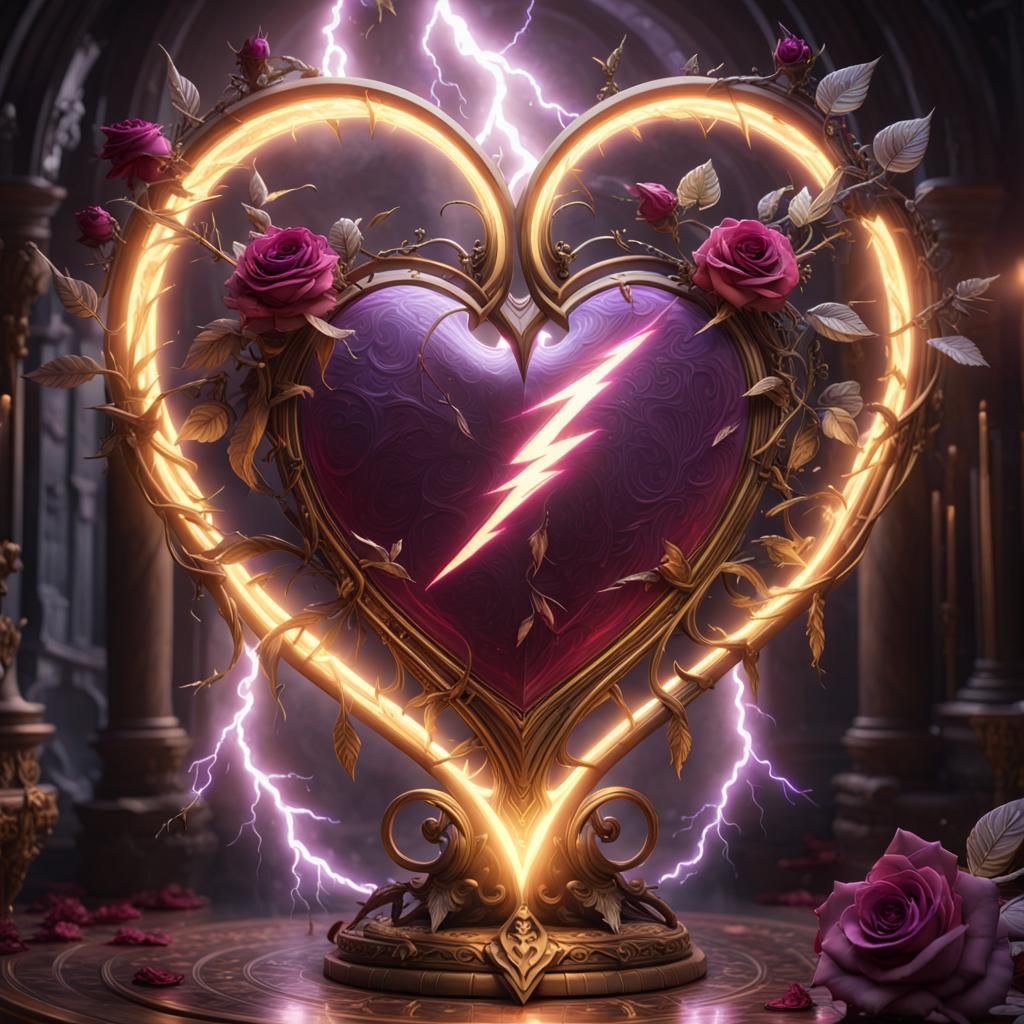 Fox, Roses, Heart, Lightning: Dark Fantasy Art