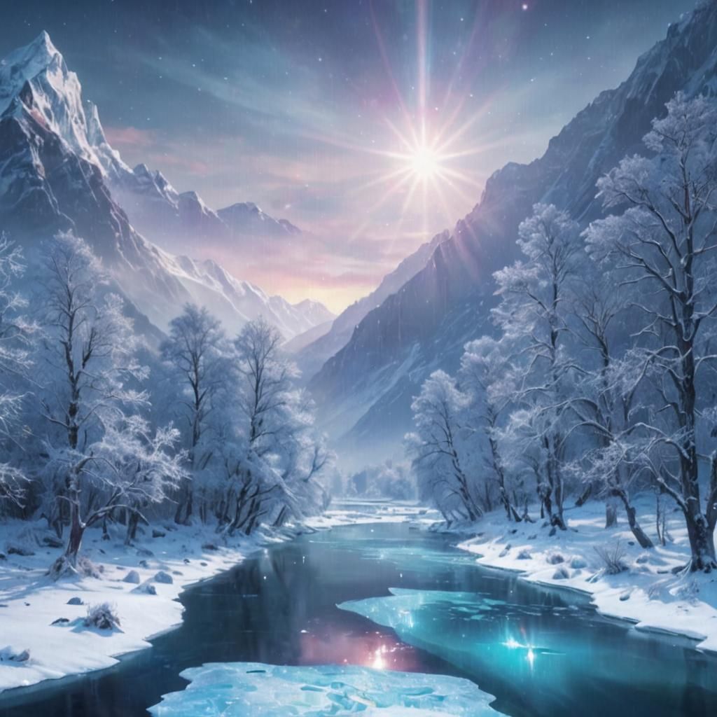 Frozen River Mountains in Astral Cosmic Style
