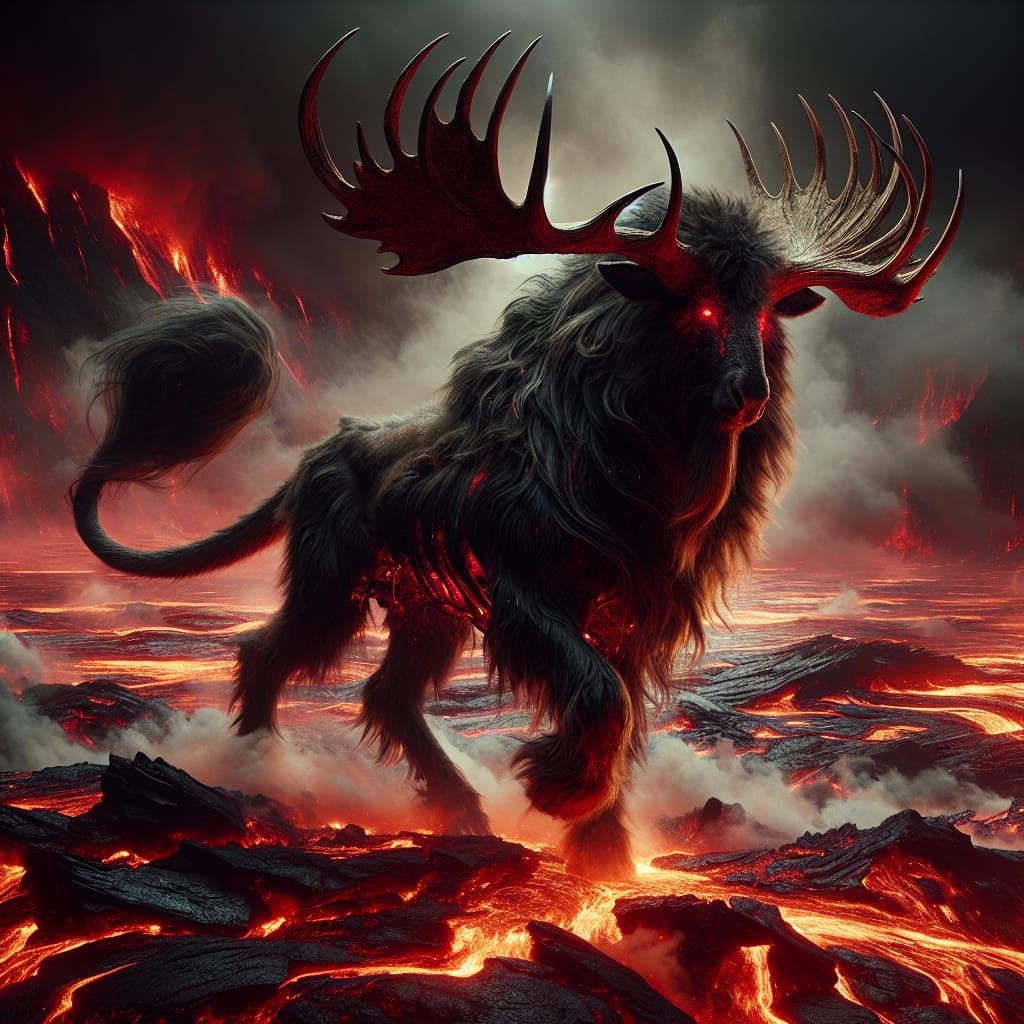 Epic Hybrid Beast Walks Molten Landscape