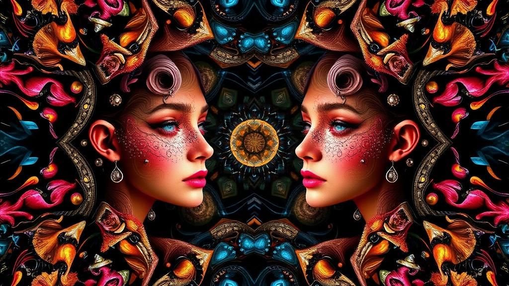 Kaleidoscope Mirror Art Portrait in Fantasy Style