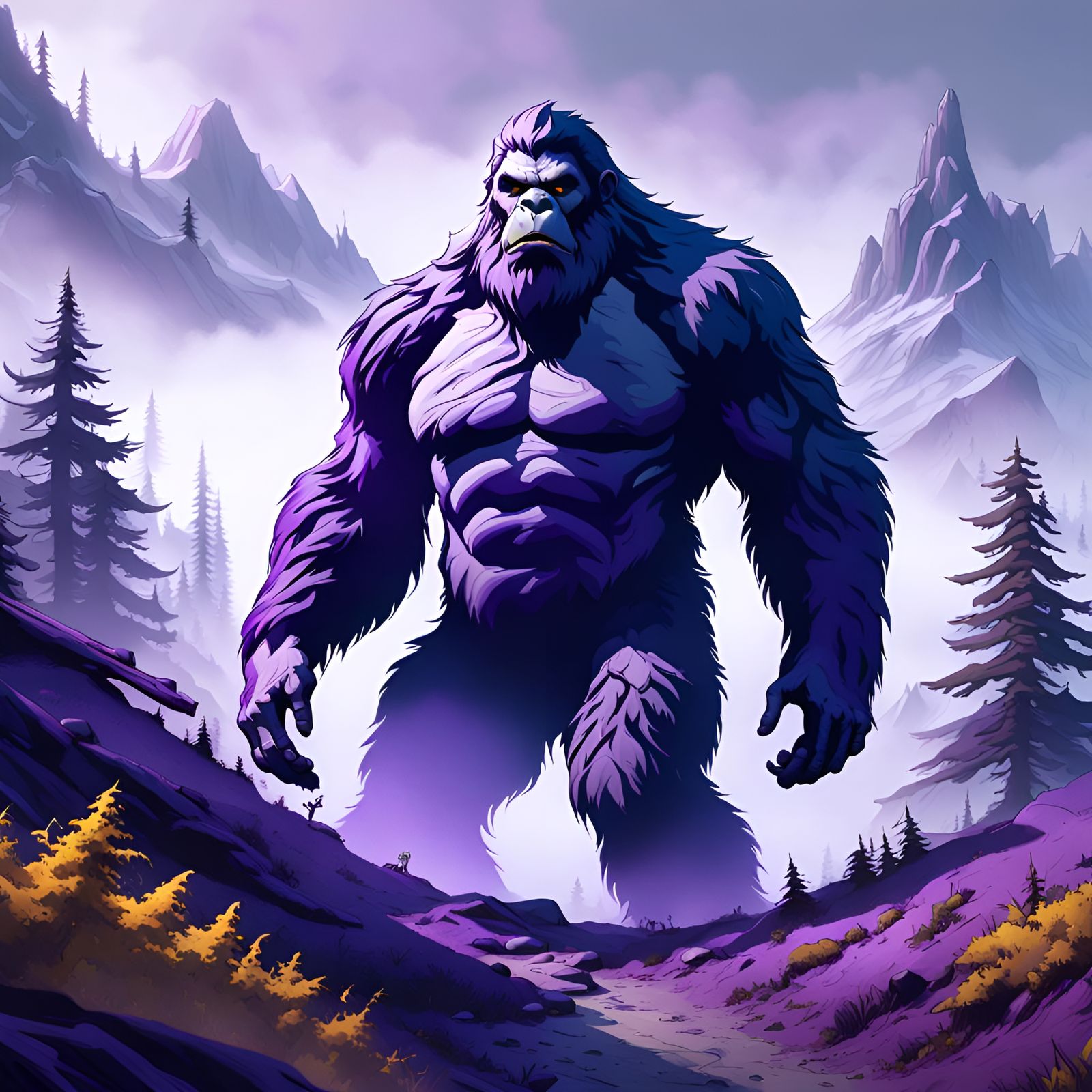 Bigfoot in Fog: A Dark Fantasy Masterpiece