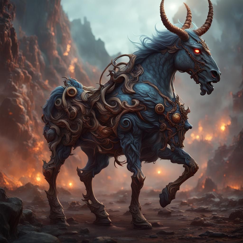 Automaton Demon Horse with Horns