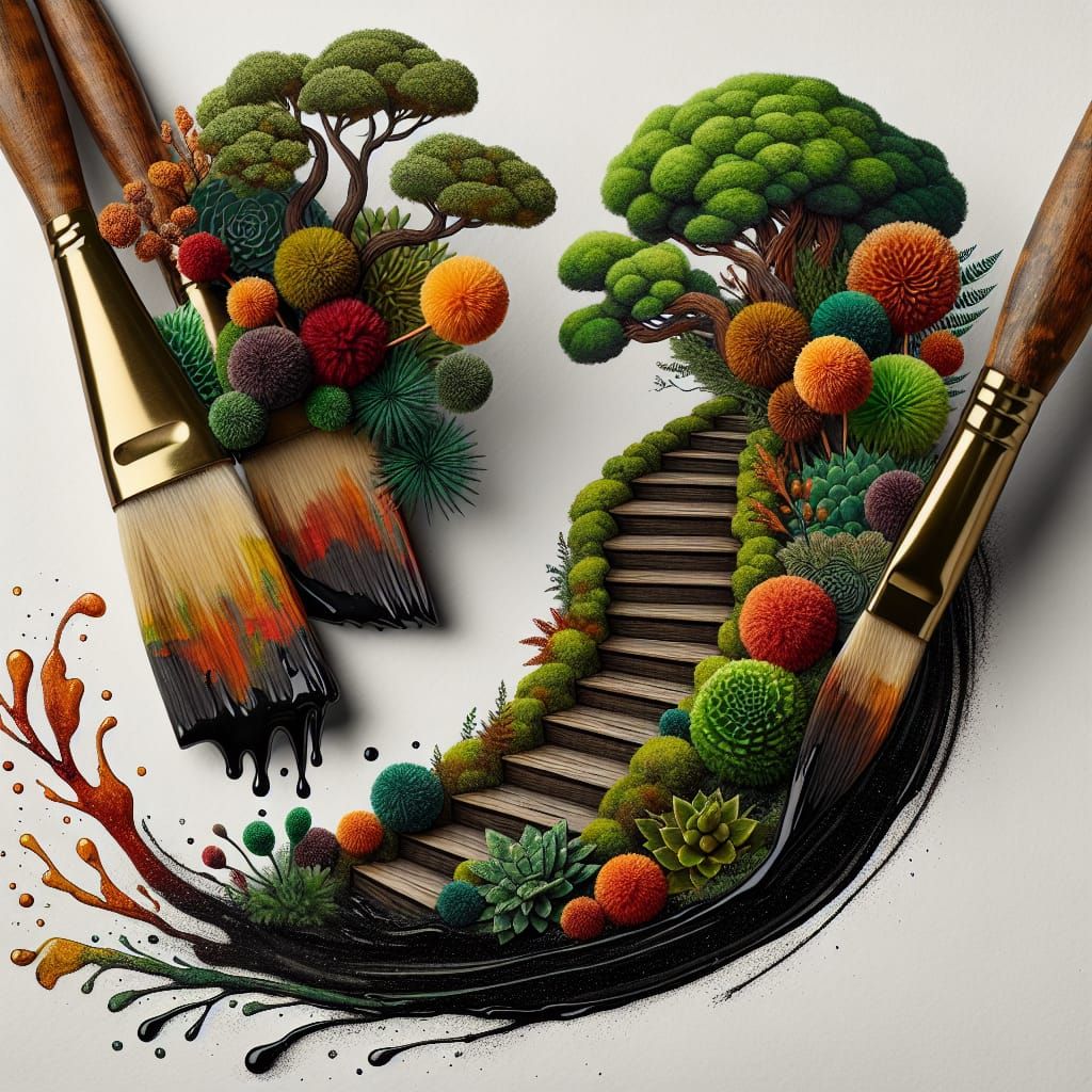 Twisting Pathway Emerges from Dark Ink in Whimsical Woodland...