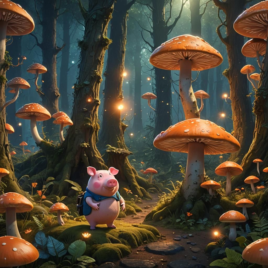 Daddy Pig in a Mystical Forest: Matte Painting