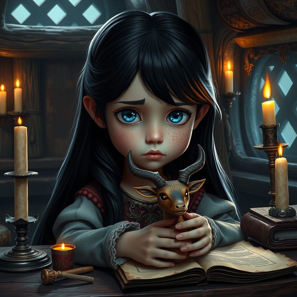 Fantastical Princess in Medieval Ship Cabin