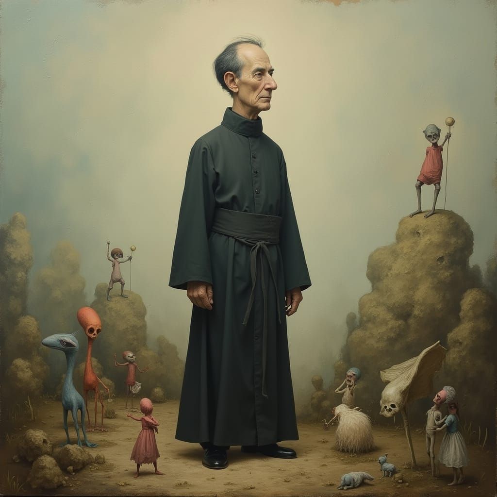 Surreal Priest in a Dreamlike Realm