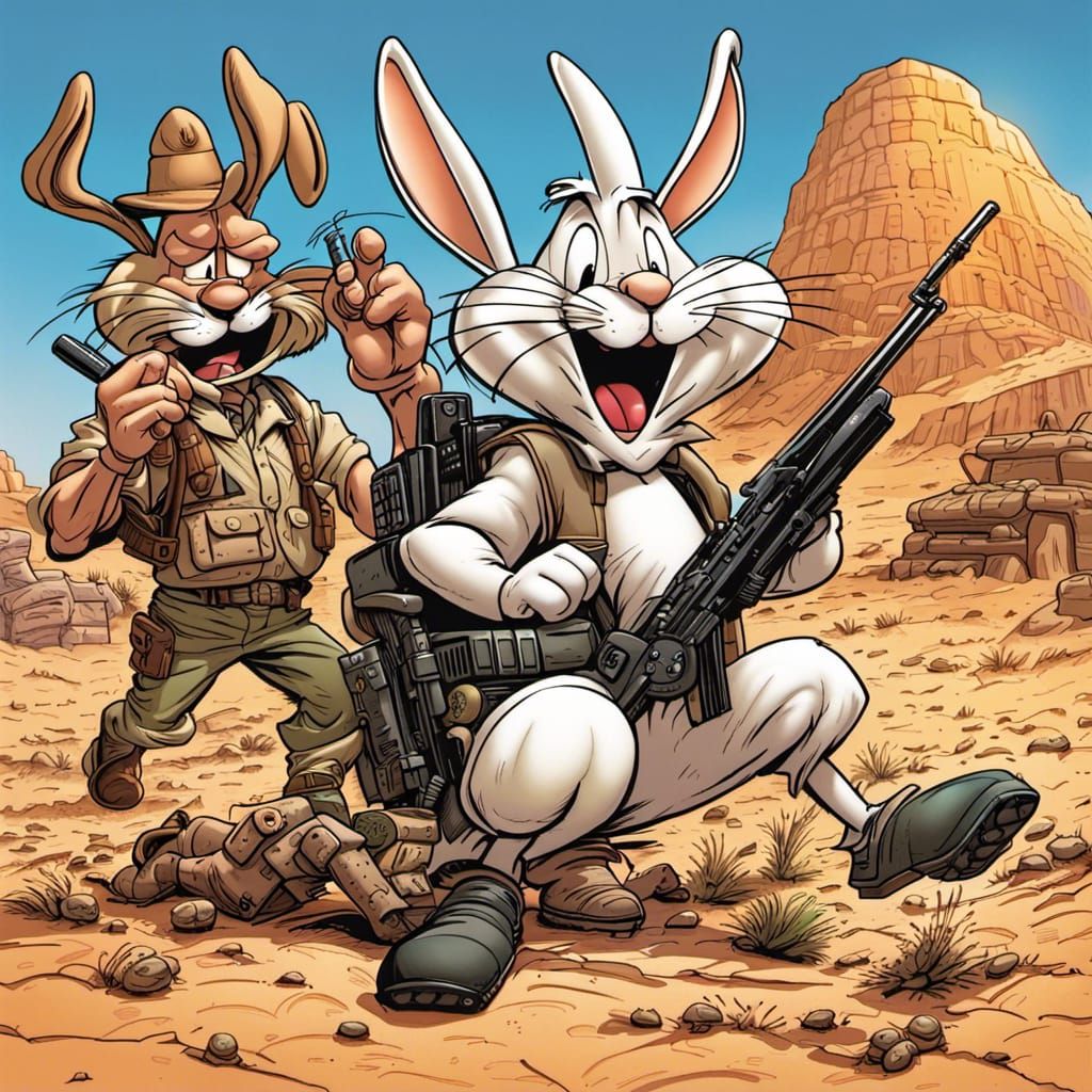 Bugs Bunny and Elmer Fudd in the Desert