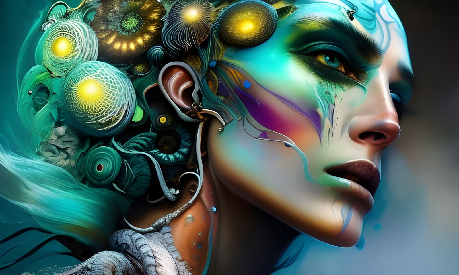 Bioluminescent Lemur Mutant Portrait in Borderland Style