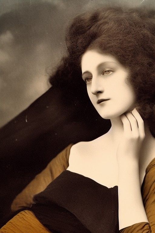 Beautiful Woman in Retrofuturist Pre-Raphaelite Style