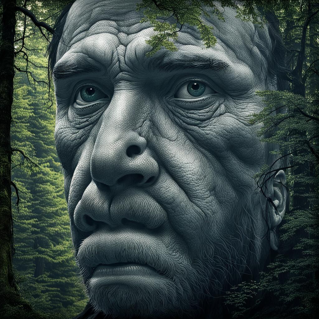 Solitary Figure in Forest Scene