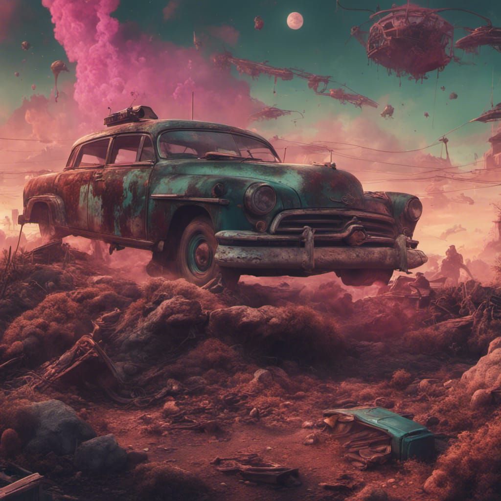 1950s Zombie Apocalypse in Space: Vaporwave Art