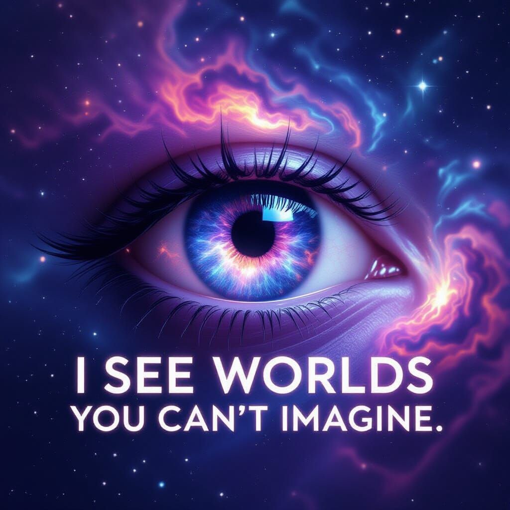 Alien Eye Reflecting Galaxy in Sci-Fi Style