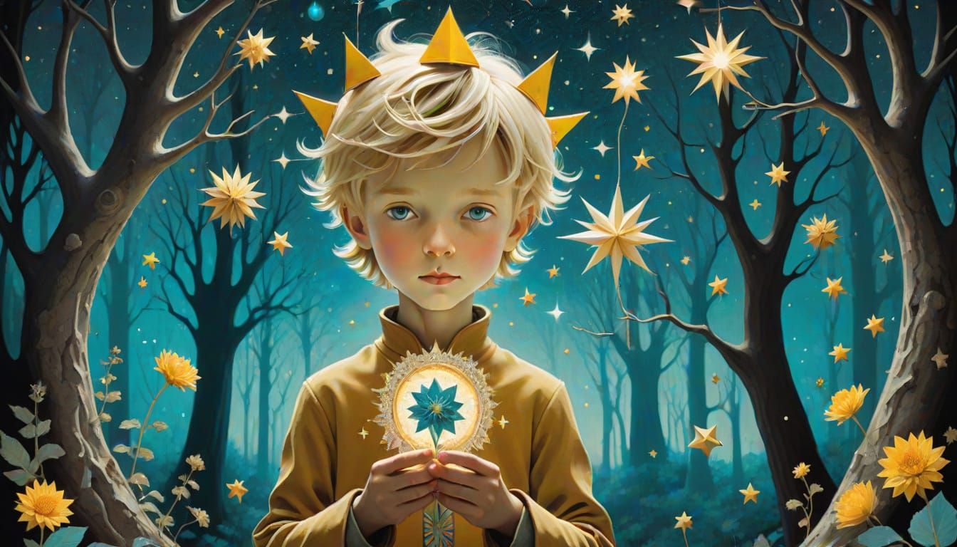 The Little Prince in a Dreamlike Forest, Inspired by Surreal...