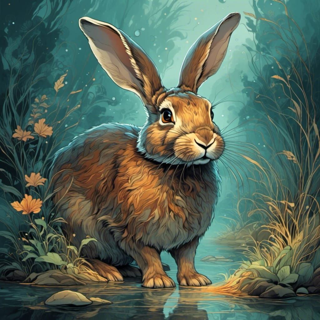 Ethereal Smoky Rabbit: Striking AI Art