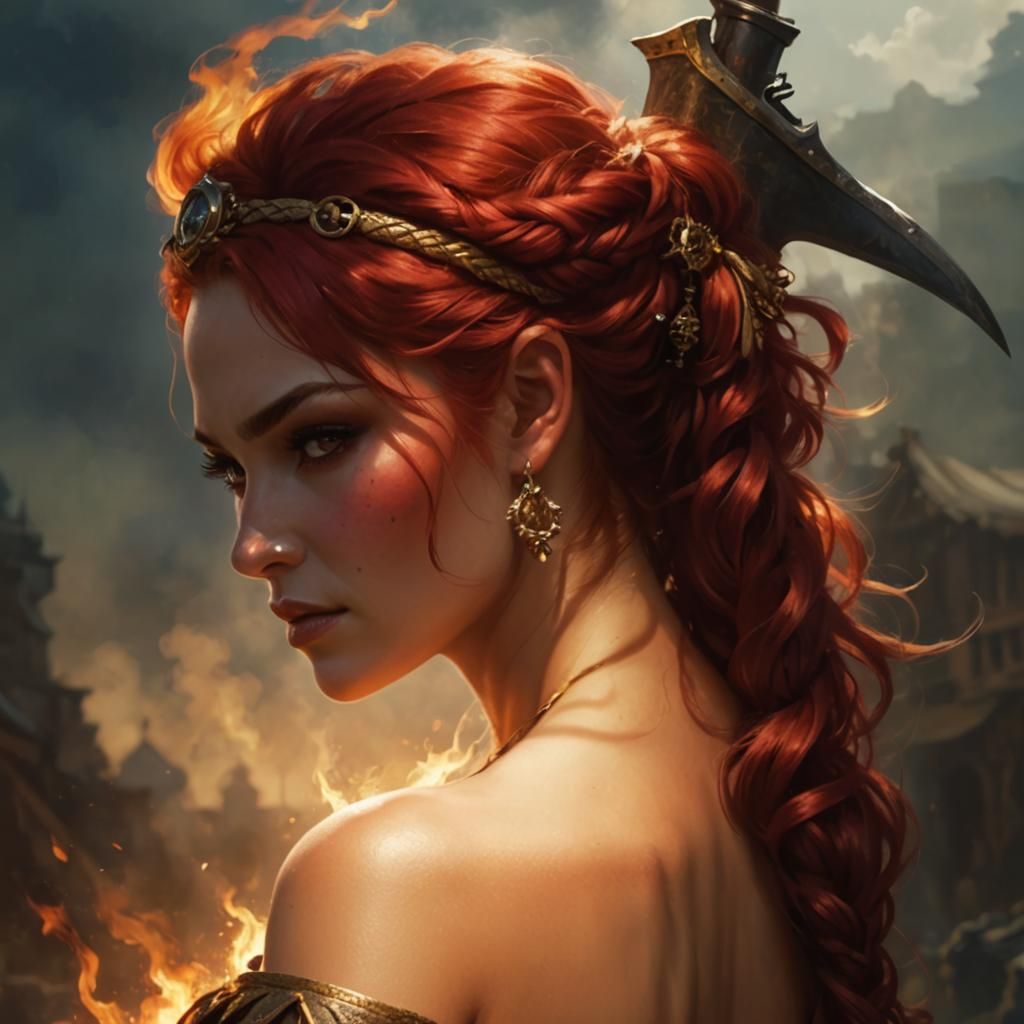 Fiery Pirate Pyromancer Portrait in High Fantasy Style