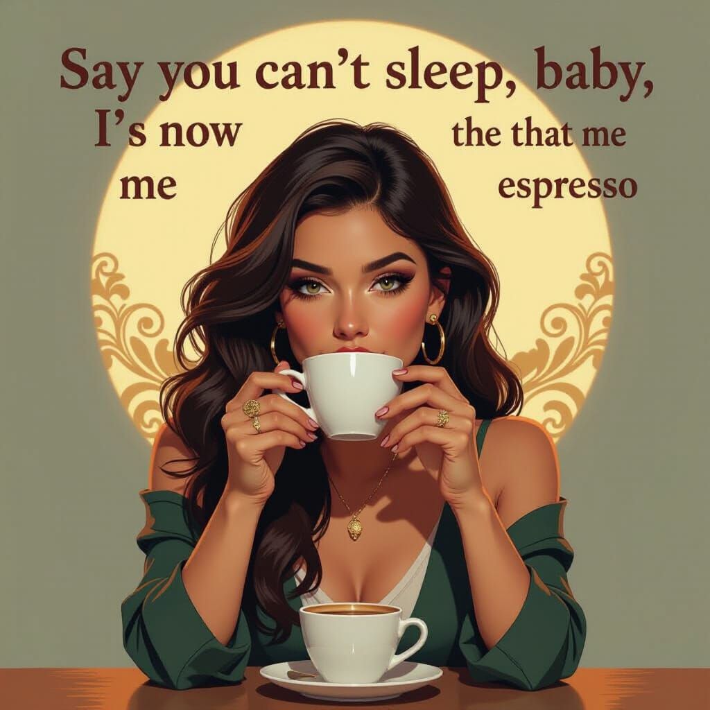 Woman Enjoys Espresso in Dynamic Lighting