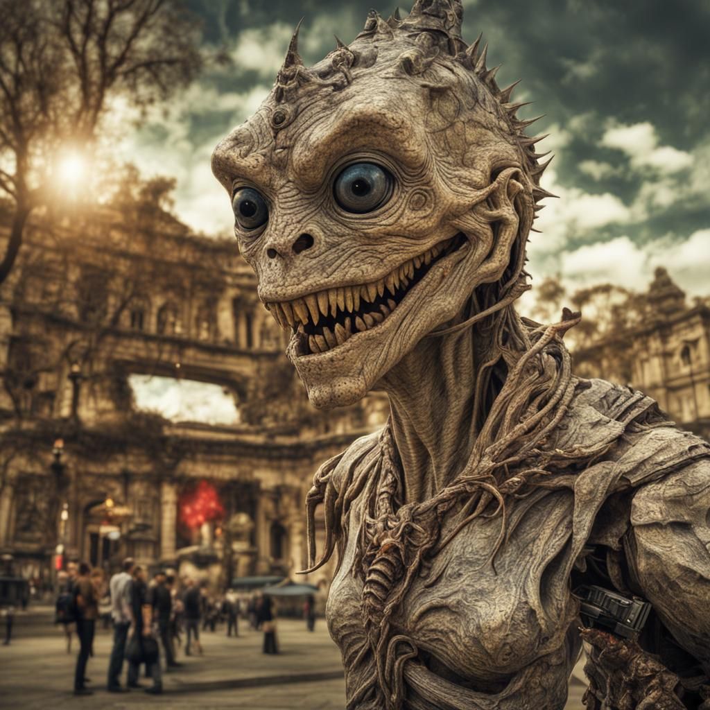 Photorealistic Aliens in Subdued Lighting: Masterpiece Photo...