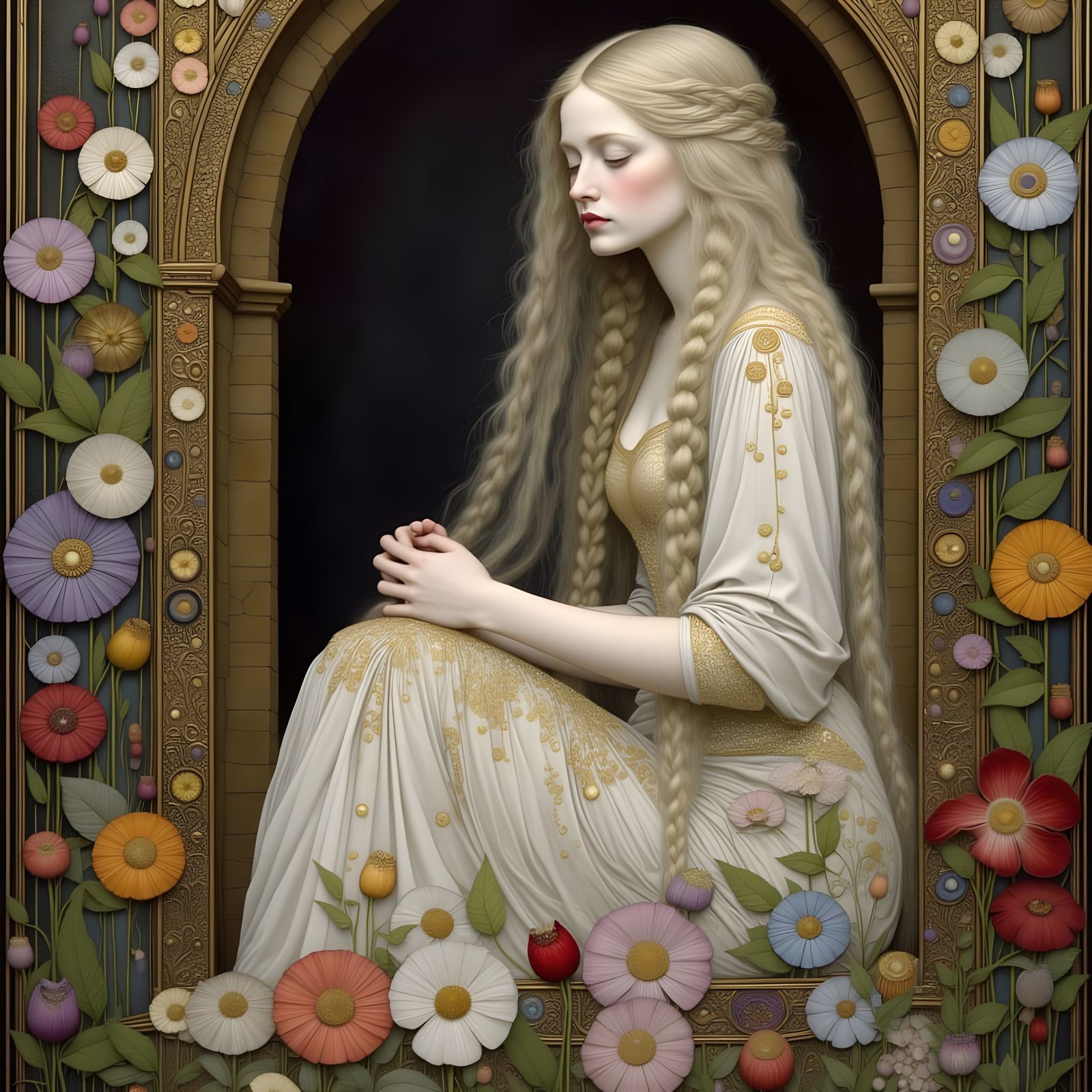 Rapunzel in Folk Art Nouveau Style