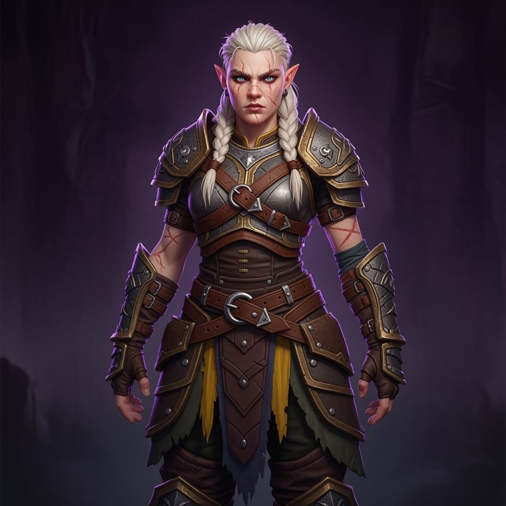 Half-Elf Warrior in Dark Fantasy Concept Art Style