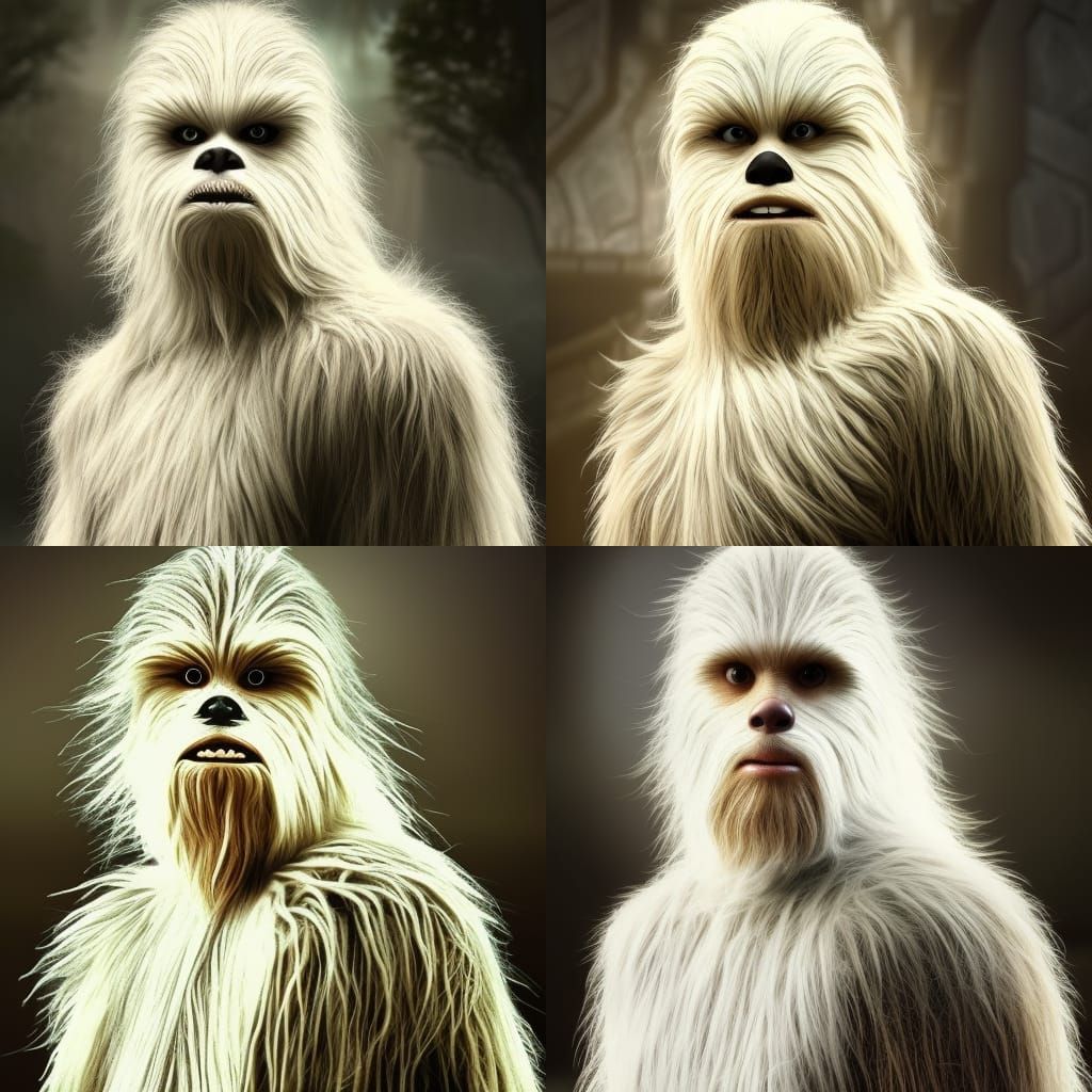 Dramatic White Wookiee Digital Matte Painting
