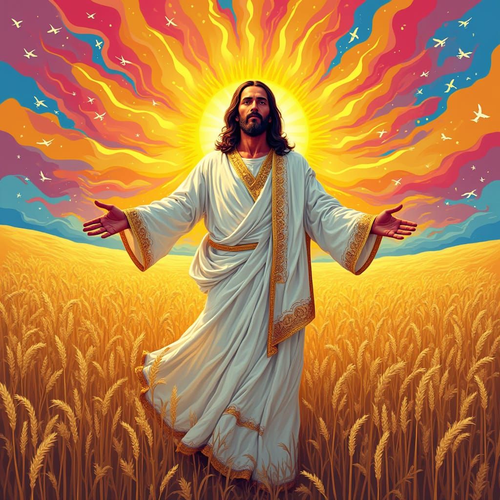 Christ in Golden Wheat Field, Divine Love and Compassion
