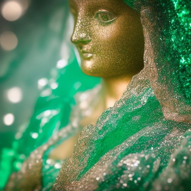 Emerald Woman: Transparent Statue in 8K
