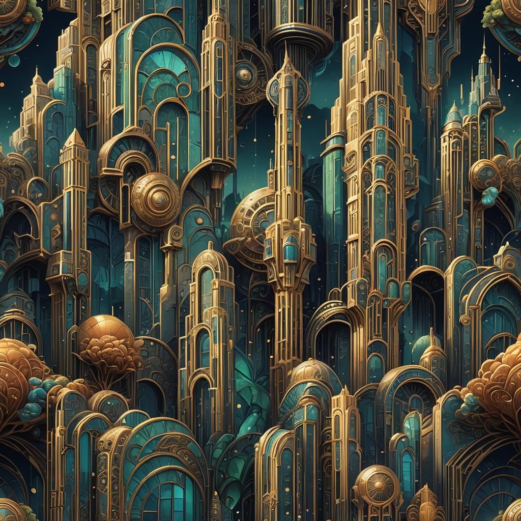 Art Deco Fantasy Concept Painting in 8K