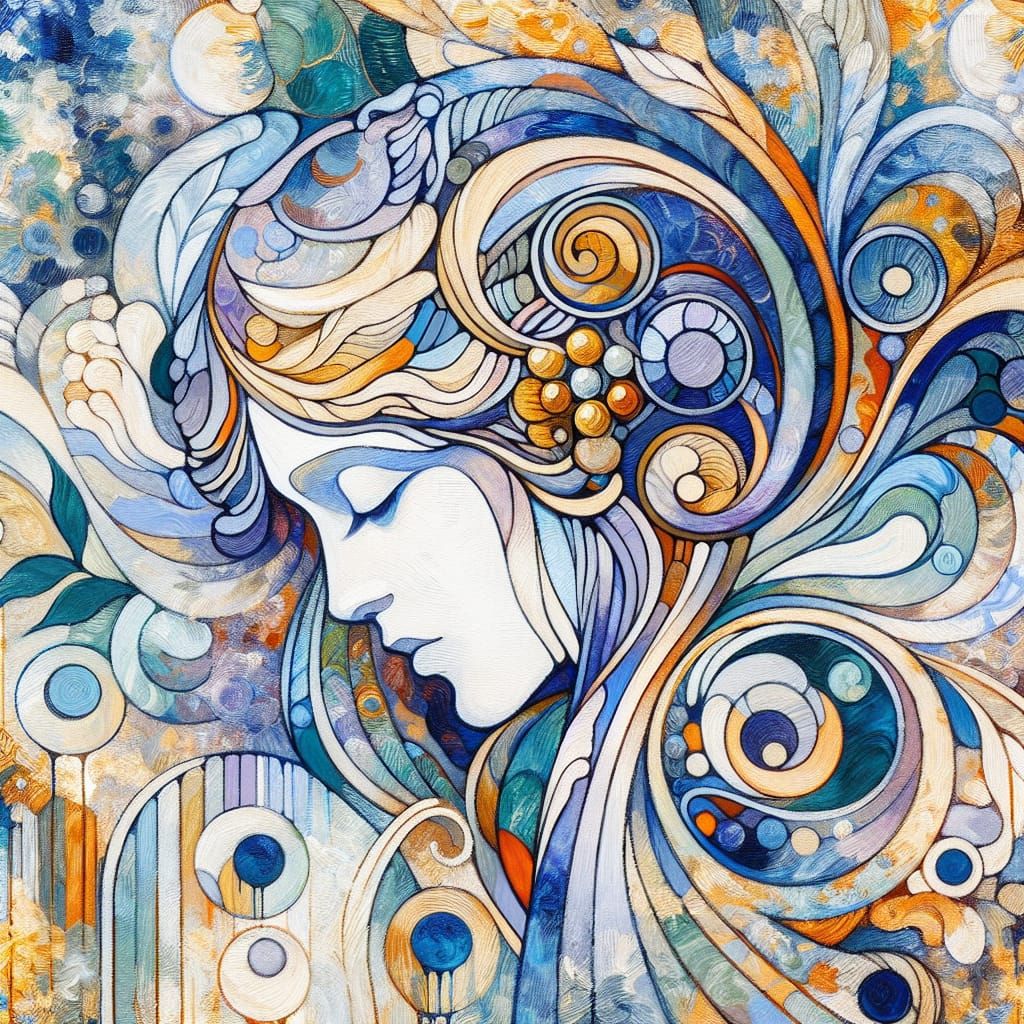 Melancholic Woman in Art Nouveau Style