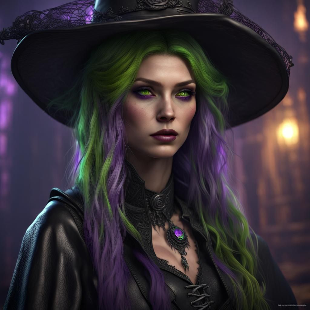 Purple Haired Witch in Dark Fantasy Style