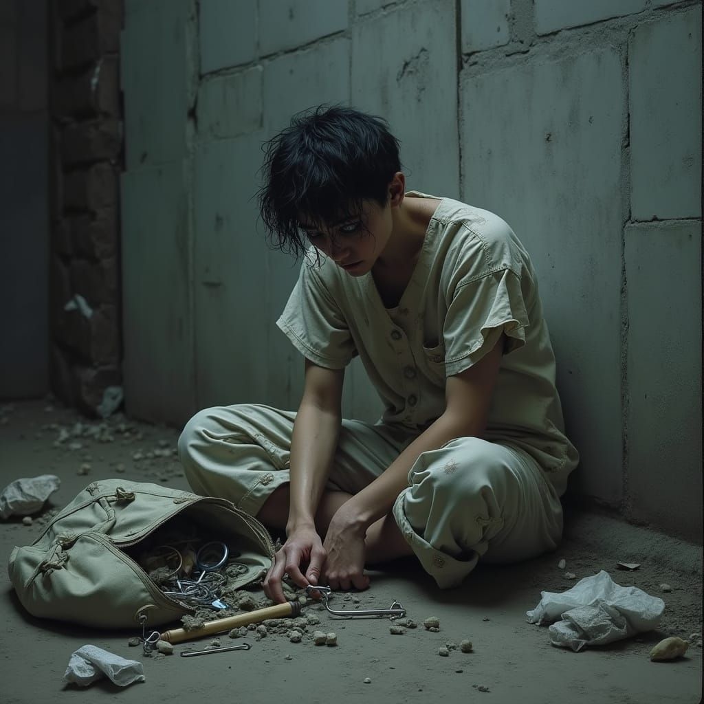 Gritty Portrait of a Troubled Soul in a Dark Alley