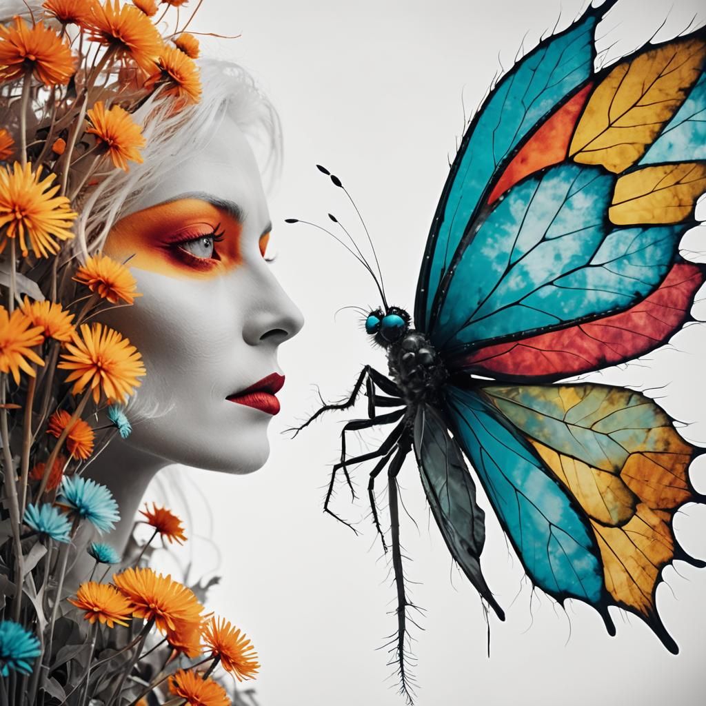 Ghostly Woman in Dandelion Dreamscape: Infrared Art