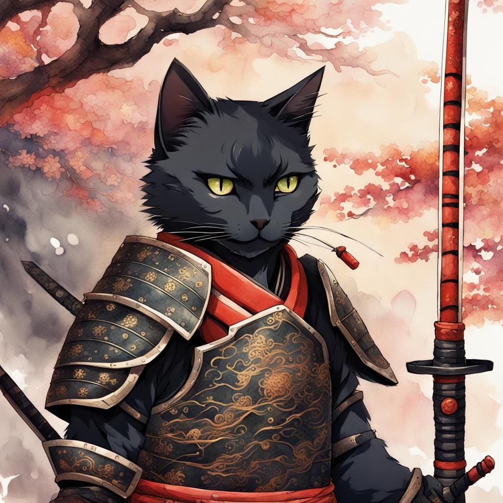 Samurai Cat in Ancient Japan, Anime Style
