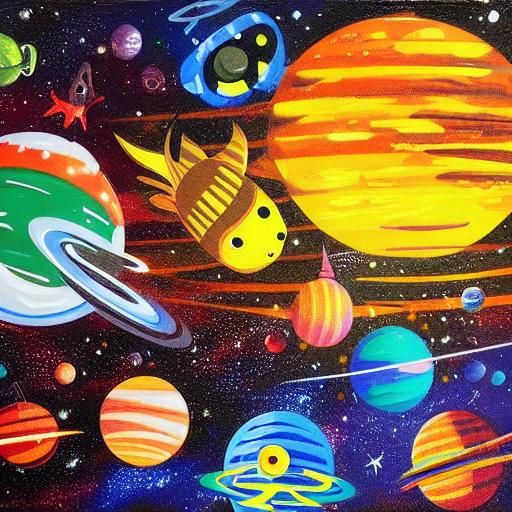 Alien Fish Swim Among Planets: Graffiti Art
