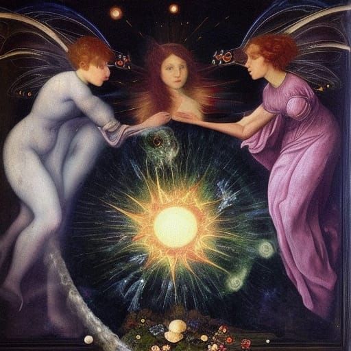 Fairy Cat Familiar in Specimen Jar: Renaissance Art