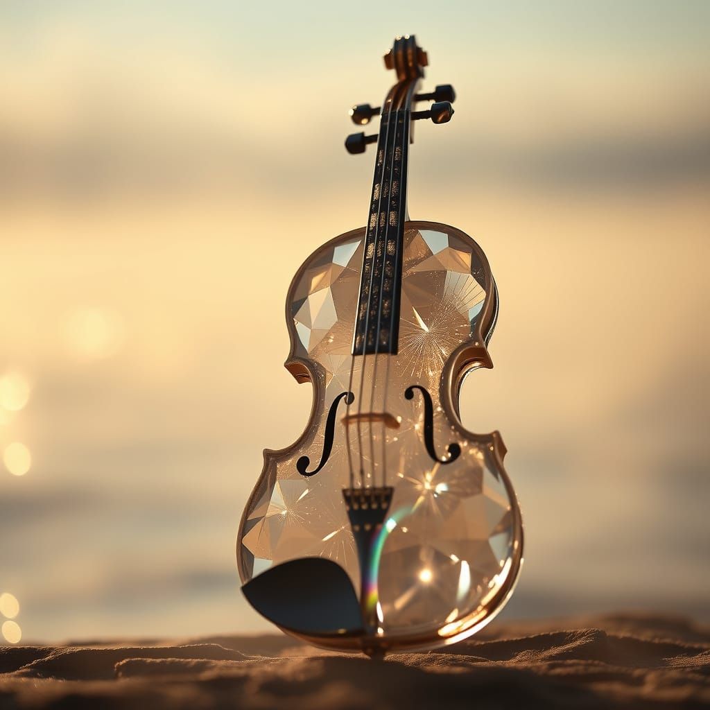 Crystal Violin Radiates Vibrant, Swirling Notes in Dreamy, E...