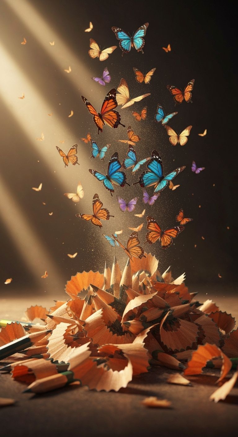 Butterflies Emerge From Pencil Shavings in Fantastical Style